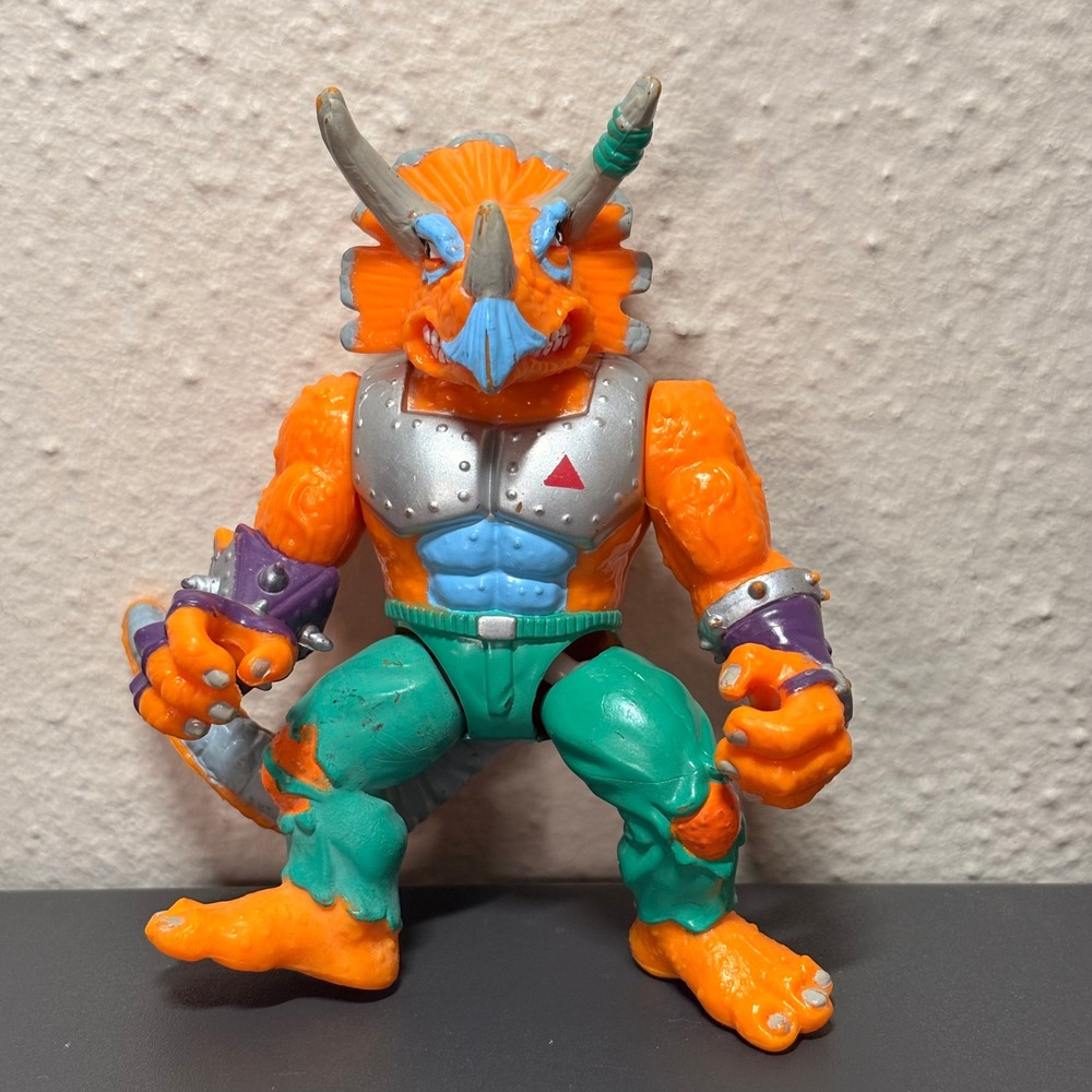 Playmates TMNT Triceraton Action Figure Unisex 5in Orange Good 1990 Vintage Toy